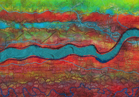 Fluid Fissure 3,art quilt by Linda A. Miller Fiber Artist